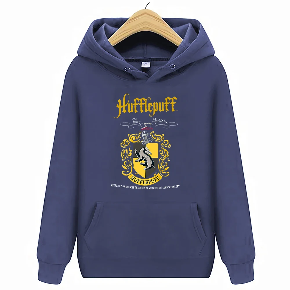 Тёмно-синий Hufflepuff Квиддич команда гребень Официальный мужские черные толстовки Размер S-3XL - Цвет: Тёмно-синий