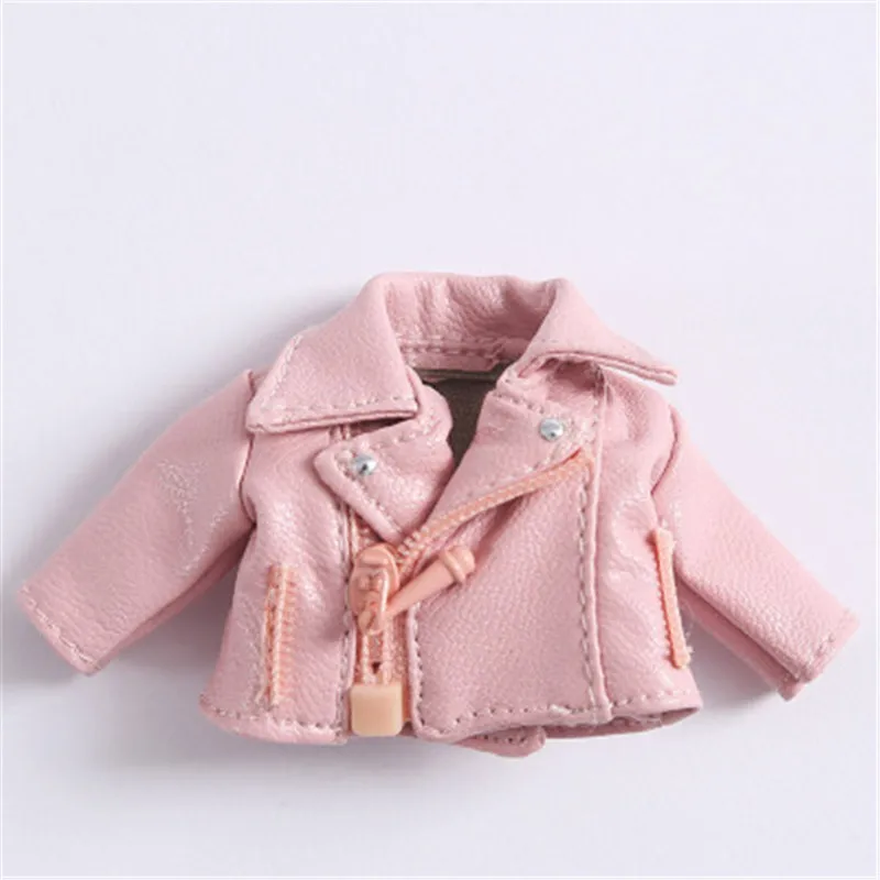 OB11 одежда 1/12 BJD PU куртка брюки Кукла одежда пальто для 1:12 Масштаб BJD, Obitsu11, Piccod, Molly, Ob11 аксессуары для кукол - Цвет: pink coat