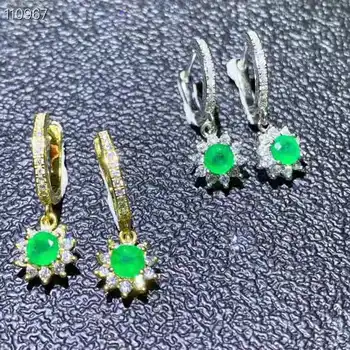 

Natural emerald Earring fashionable gem 925 silver 4mm