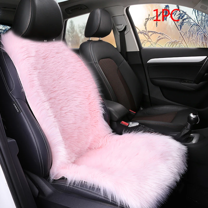 1pc Front Pink Плюшевые чехлы для сидений автомобиля, меховые зимние чехлы для сидений автомобиля, подушки для интерьера, автомобильные сиденья, коврики, защитная накладка, автомобильные аксессуары - Название цвета: 1pc Front Pink
