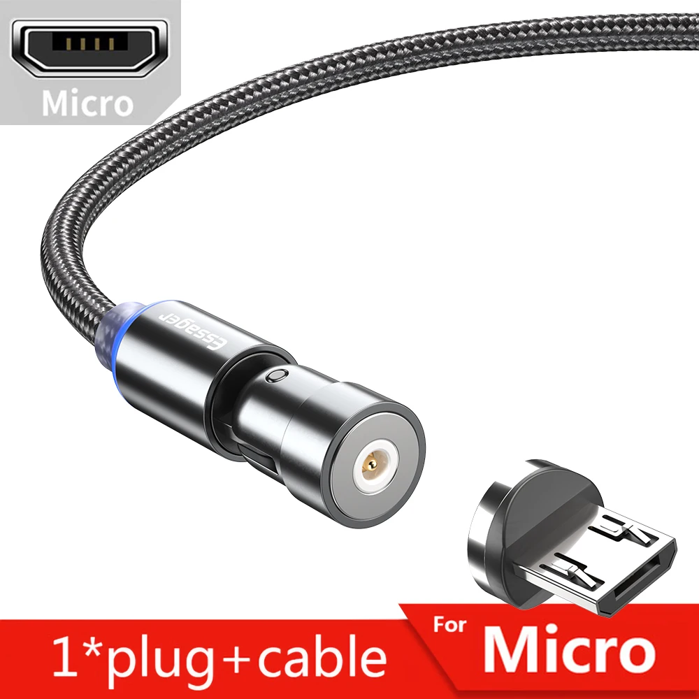 Essager 540 Rotate Magnetic Cable Fast Charge Micro USB Type C Cable For iPhone 12 11 Pro Xiaomi USB C Magnet Charger Wire Cord iphone to hdmi cable Cables