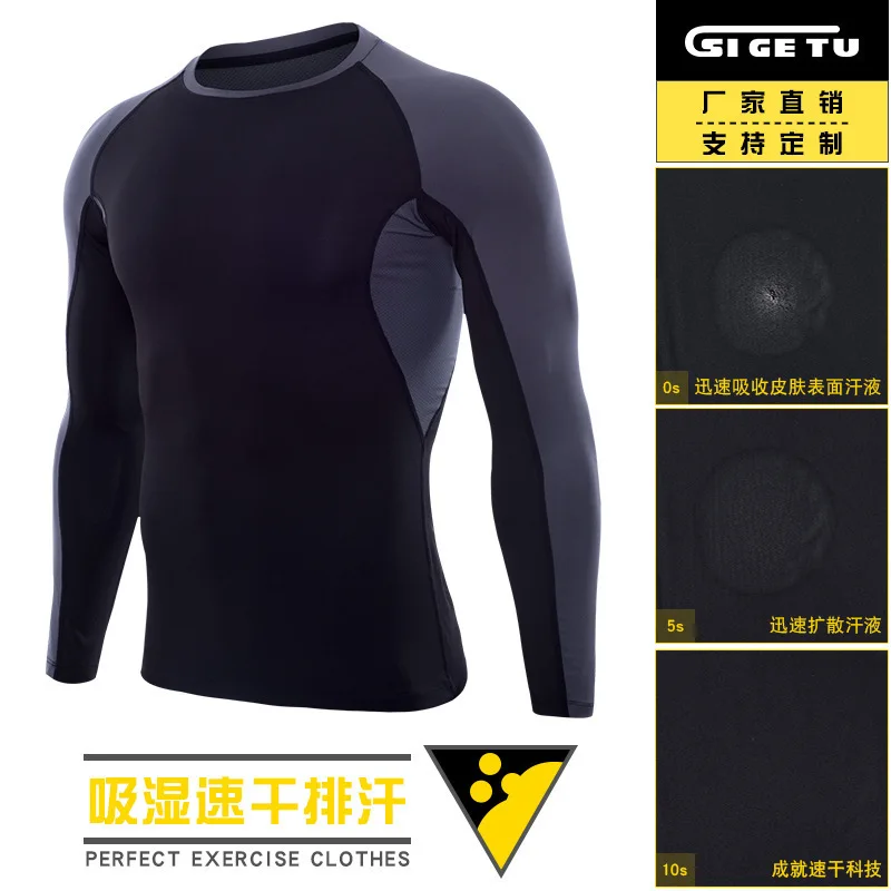 Стиль, мужская спортивная одежда Pro, эластичная одежда для фитнеса, AliExpress, поставка товаров, костюм для фитнеса с длинным рукавом
