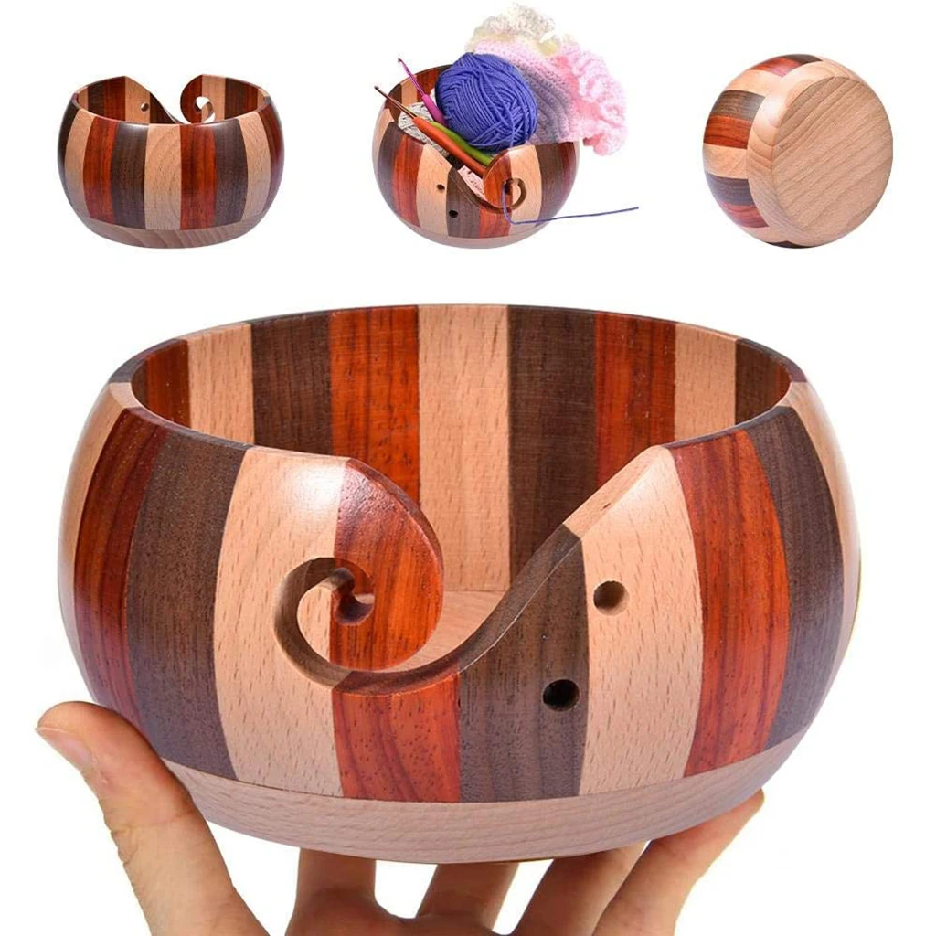 Wood Yarn Bowl Hand Made with Sheesham Wood for Knitting And Crochet Handmade