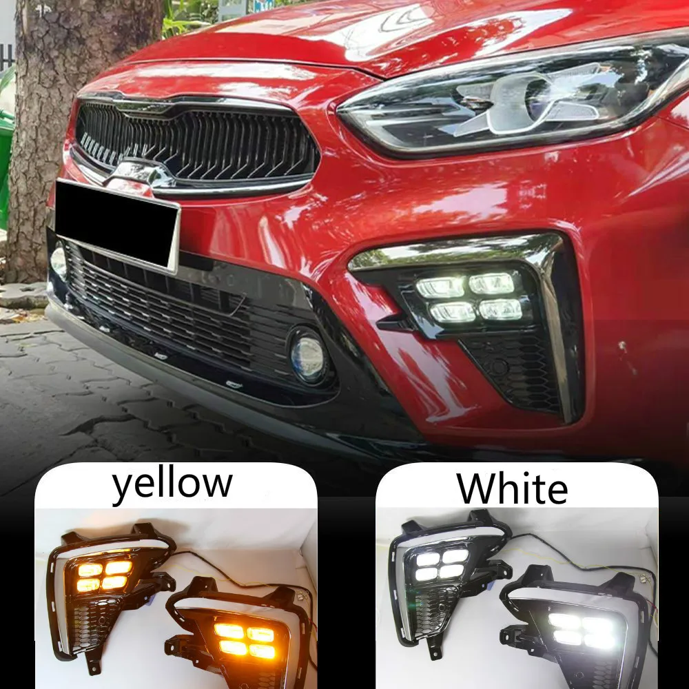 

2Pcs LED Daytime Running Light For Kia K3 Cerato 2018 2019 2020 Flowing Turn Signal Relay 12V Car DRL Fog Lamp foglights