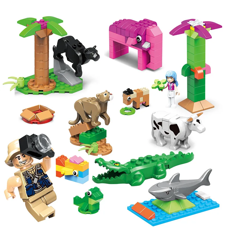 

Jlb032 Children Coin Bank Animal Building Blocks Animal Small Particles Assembled DIY Suitcase Storage Box Toy