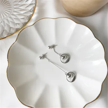 

RUIYI Real 925 Sterling Silver Girls Lovers Jewelry Gift Romantic Earrings Women Asymmetry Water Drop Design Tassel Drop Earring