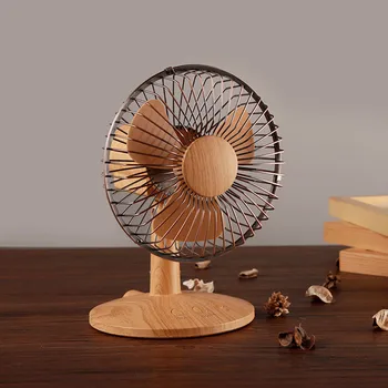 

Wood Grain Fan Retro Desktop Shaking Head Fan Creative Portable Fan 360 Degree All-round Rotation Rechargeable Air Fan 525