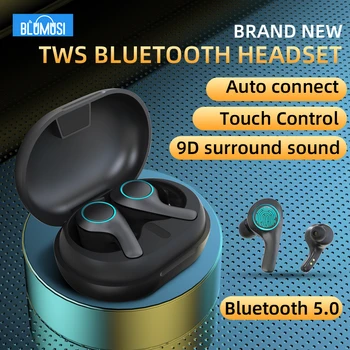 

Wireless Headphones Earphones Bluetooth 5.0 TWS Stereo Headset Bass Earbud Phone Call with Touch Control Microphone for Sports