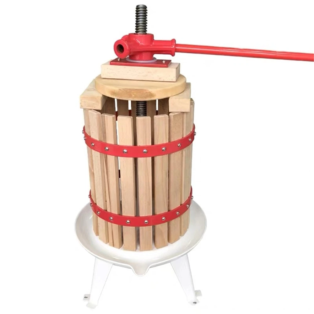 Low Price  6L Fruit Wine Press Apple Grape Crusher Manual Juice Maker for KitchenSolid Wood Basket with 4 Bloc 