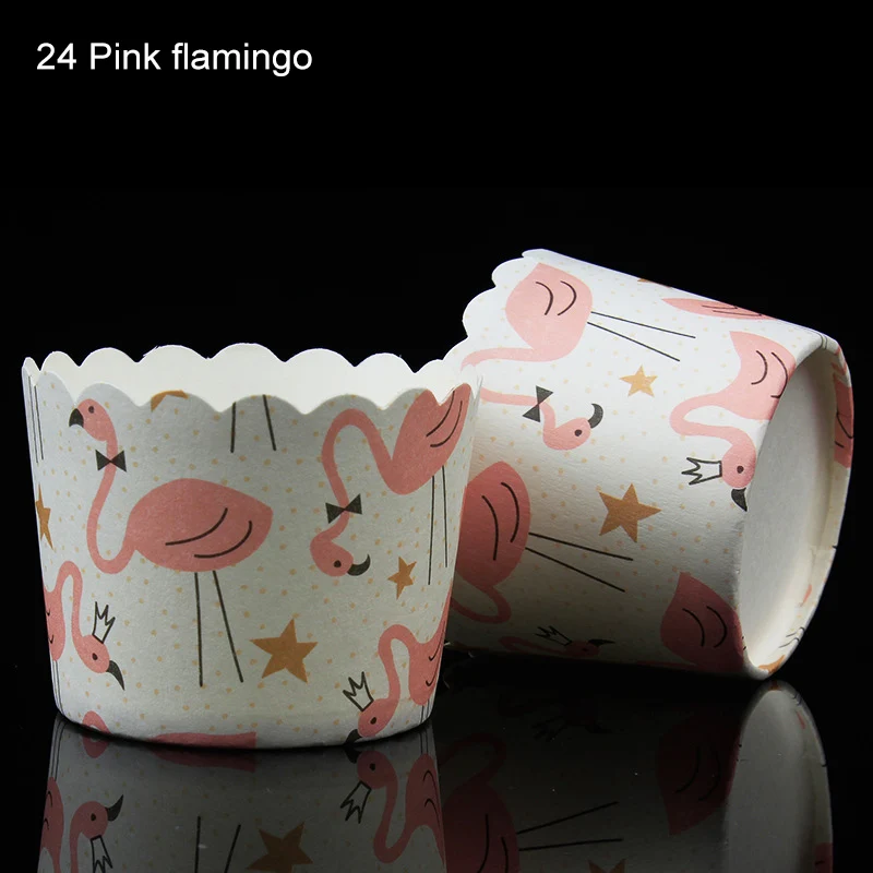 24 pink flamingo Одноразовые Коробки для кексов, 50 шт., аксессуары для выпечки, чашки для выпечки, бумажные стаканчики для кексов - Цвет: 24 pink flamingo