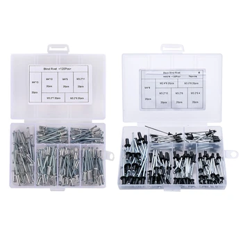 

240Pcs/Set Black Aluminum Blind Rivets Nail Decoration Rivets for Furniture Assortment Kit, 120Pcs/Set Hw021 & 120Pcs/Set Hw078