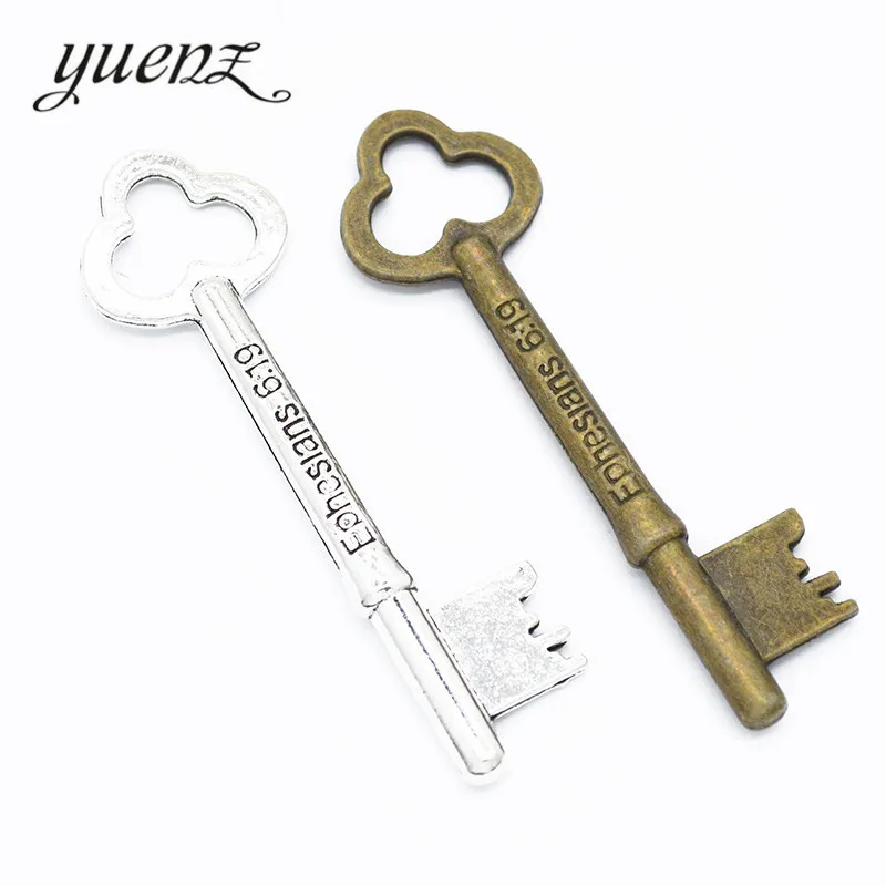 

YuenZ 2pcs Antique silver color charms metal key pendant diy jewelry necklace 74*22mm O274