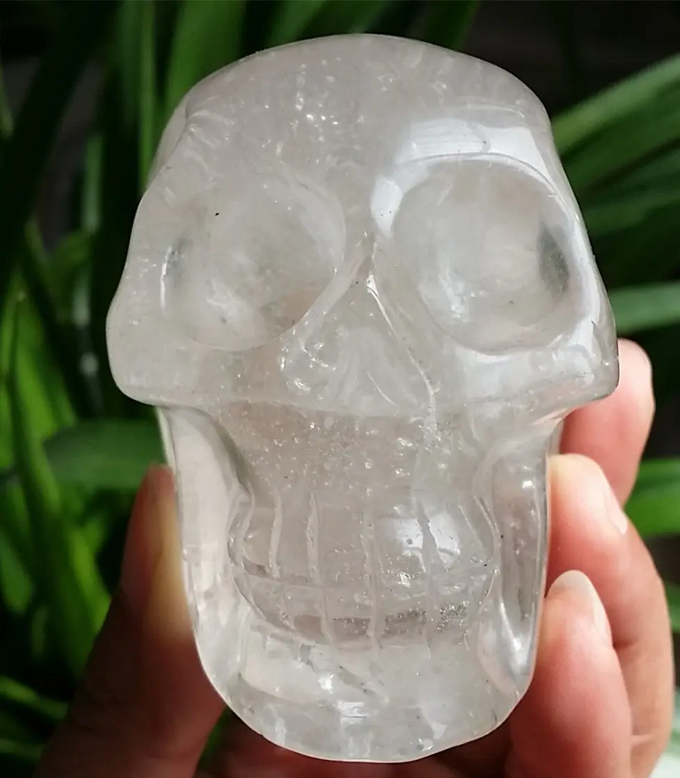 zhx afa880360+Natural Clear Quartz Crystal Skull Healing From China H065