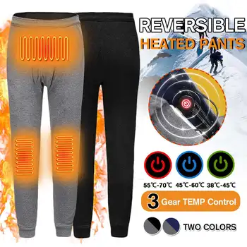 

Electric Heated Warm Pants Men USB Heating Base Layer Elastic Trousers Reversible Smart Heated Trousers for Camping Hiking