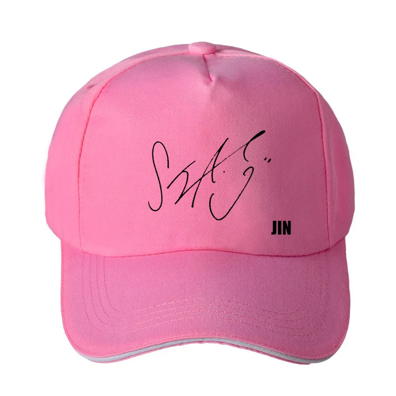 JIN PINK Kpop Bangtan Boys Signature Jimin jin RM JUNGKOOK J-HOPE Kim Tae Hyung Повседневная бейсбольная Регулируемая Кепка Snapback LOVE YOURSELF - Цвет: JIN PINK