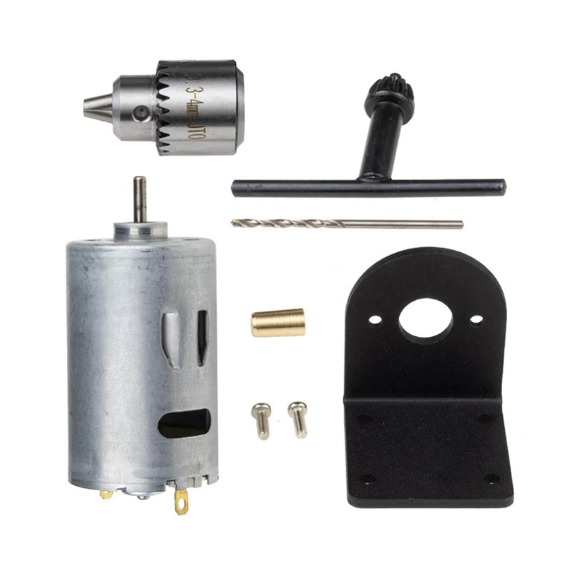 Pcb Wood Plastic Cardboard Hole Saw Dc 12-36V Lathe Press 555 Motor With Miniature Hand Drill Chuck And Mounting Bracket Moto |