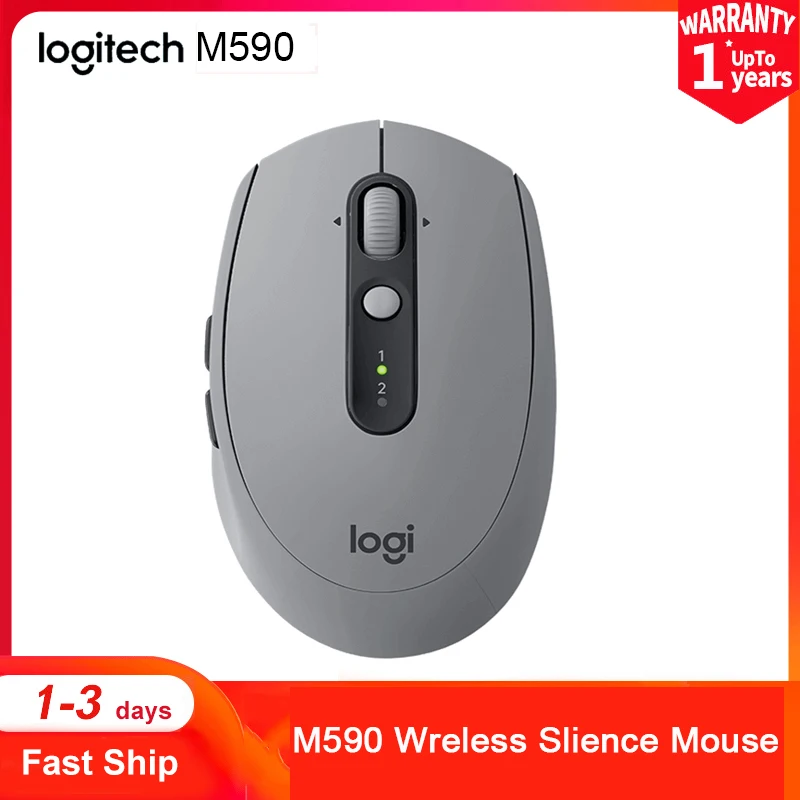 Logitech-ratón óptico silencioso M590, inalámbrico por Bluetooth, 1000 DPI, multidispositivo de flujo de trabajo, para oficina, PC, ordenador portátil