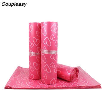 

100Pcs/Lot Pink Heart Shape Printing Plastic Mailing Bags Self-Seal Adhesive Courier Storage Bags Waterproof Shipping Bag Mailer