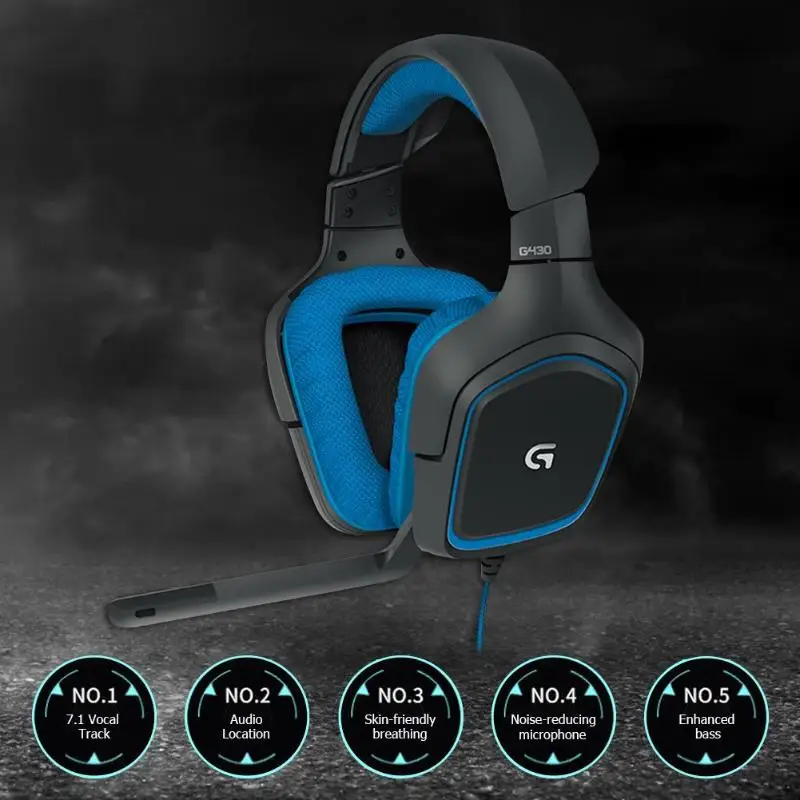 Игровая стереогарнитура logitech G430 7,1 с объемным звучанием, проводные USB наушники с шумоподавлением, вращающиеся с микрофоном для ПК/PS4/XboxONE