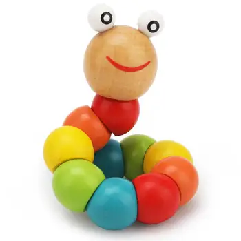 

Kuulee Kids Cute Colorful Worm Shape Educational Wooden Beads Twisting Toy for Baby Infant