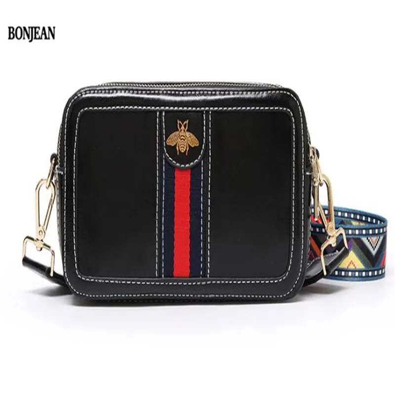 2019 new fashion camera bag small bee color bandwidth shoulder strap trend oil leather handbag wholesale package free shippi |