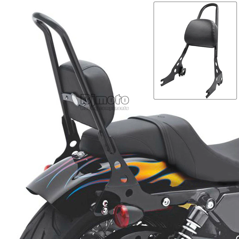 Для Harley Davidson XL1200R XL1200C XL1200S XLH883 XLH1200 мотоцикл пассажирский спинка Pad черный металл Сисси Бар подушки