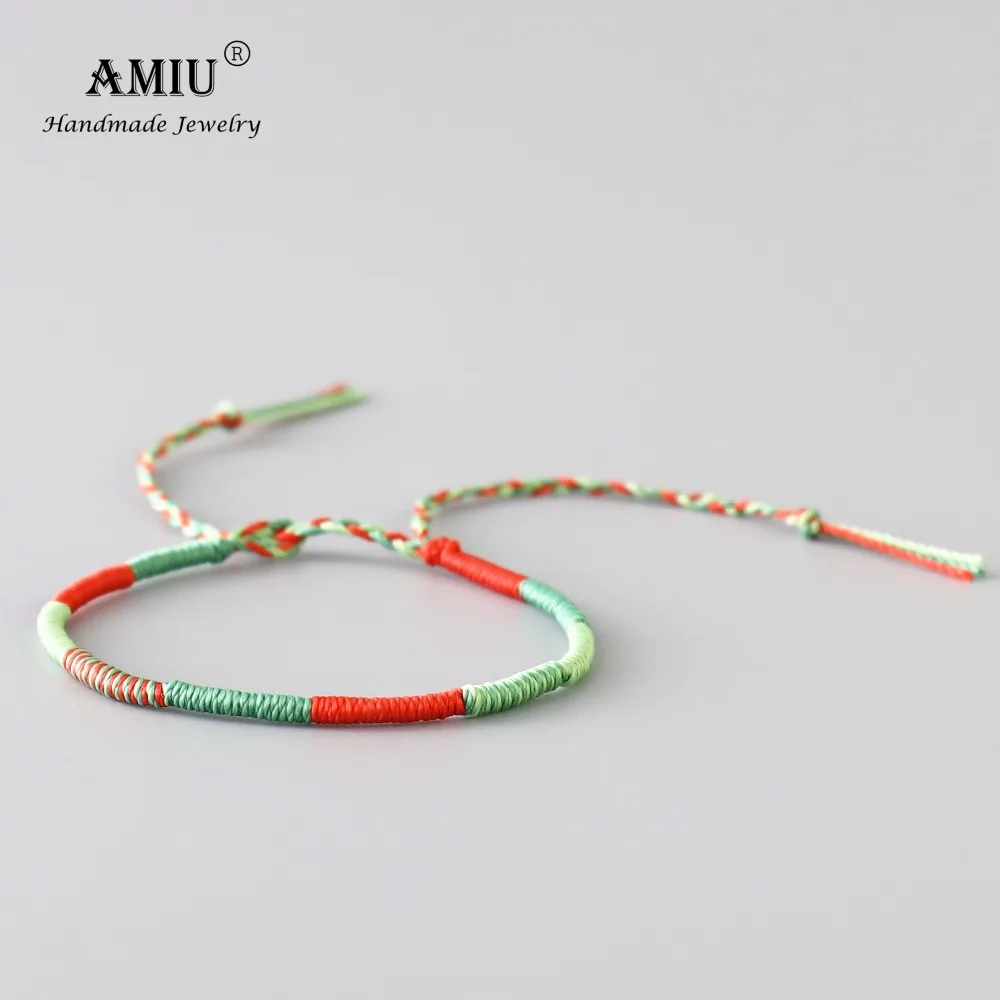AMIU ручной работы водонепроницаемая ткань воск нить обёрточная браслет простой веревка браслет с узлом плетеный браслет для мужчин и женщин