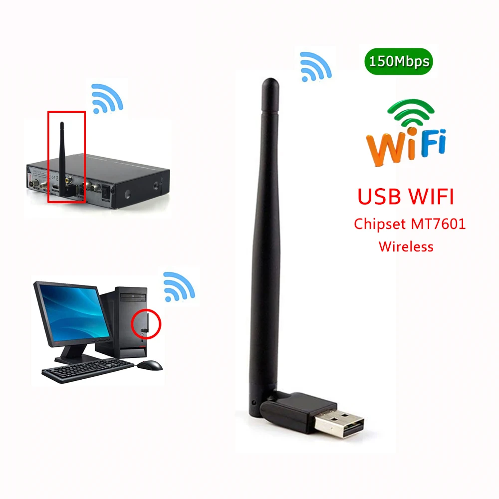 Новинка 150 Мбит/с Ralink 7601 беспроводная сетевая карта Mini USB 3,0 WiFi адаптер Антенна PC LAN Wi-Fi приемник Dongle 802,11 b/g/n