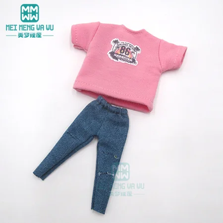 1 шт. Blyth кукольная одежда модная футболка, рваные джинсы для Blyth Azone 1/6 аксессуары для кукол - Цвет: XB--025--A