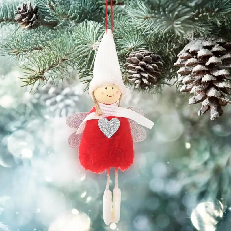 Милая кукла-ангел, плюшевая подвеска для девочки, украшения для рождественской елки, украшение для дома, Деревянная Рождественская елка, рождественский подарок для детей, год - Цвет: C 20x9cm