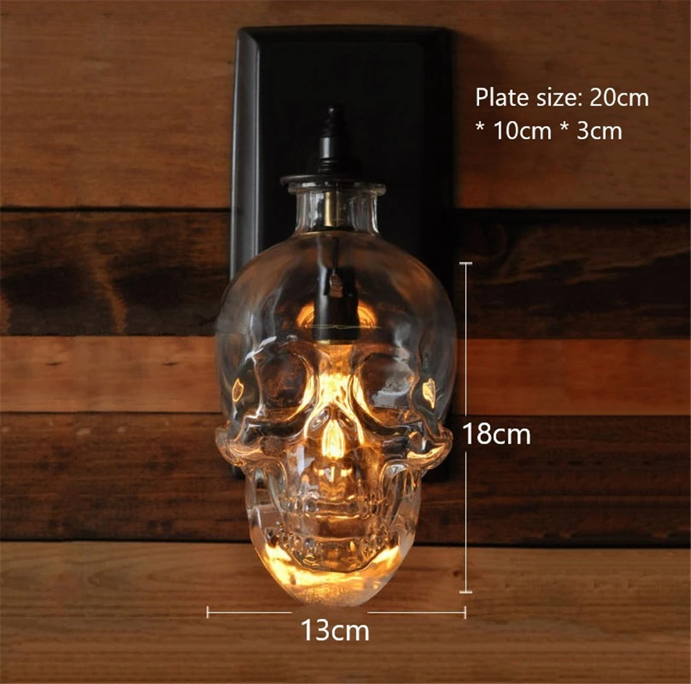 Nordic Loft Industrial Light Designer Retro Skull Glass Wall Lamp Vintage Bracket Lights Corridor Decor Lamps LED Illumination