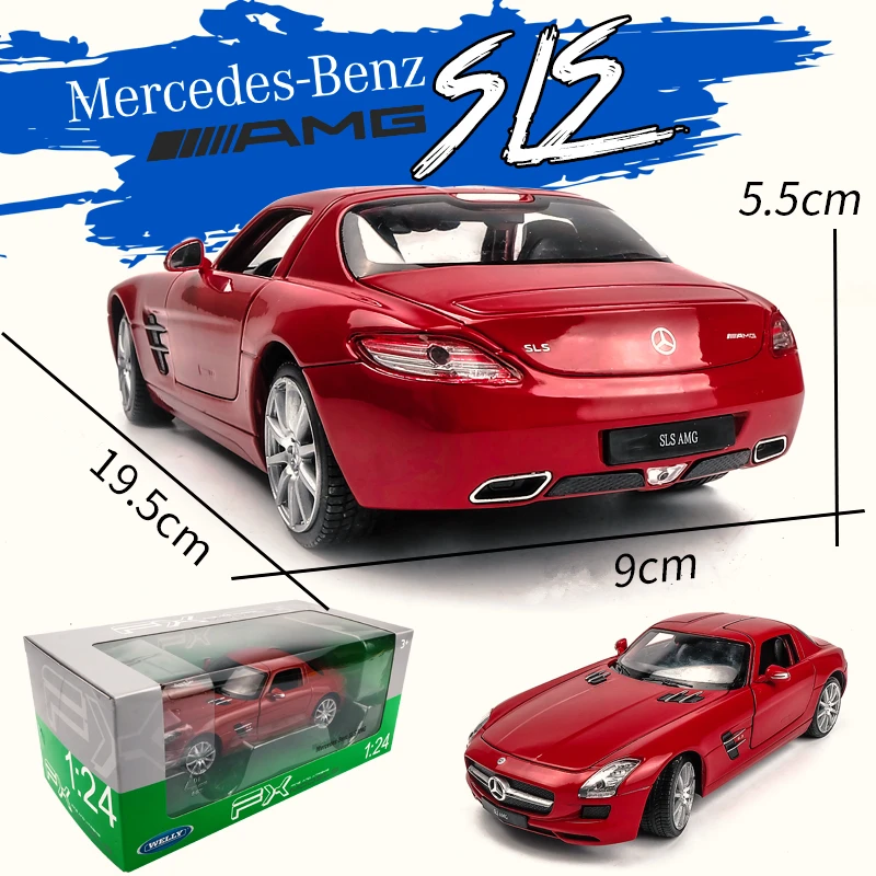Модель белого автомобиля welly 1:24 Mercedes SLS AMG из сплава модель коллекция украшений