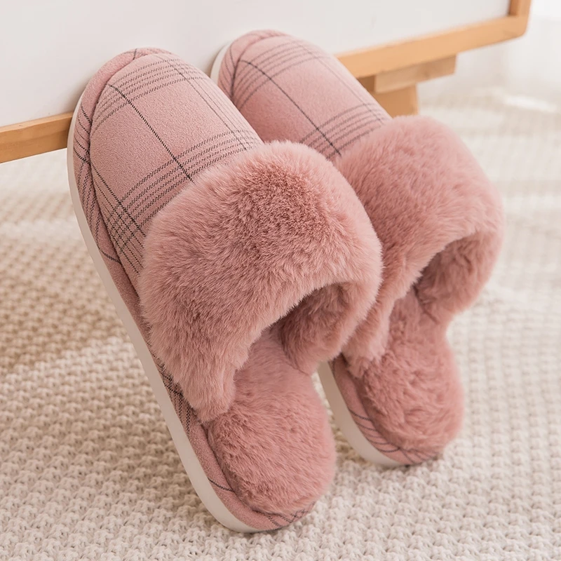 Women's slippers Fur Slippers Winter Warm Big Size 36-44 Plush Non Slip Home shoes Indoor Loves Couple Floor Shoes Bedroom