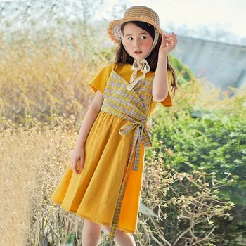 

YourSeason New 2020 Patchwork Girl Kids Plaid Dress Children Baby Leisure Loose Shirt Dresses Toddler Summer Cotton Clothes