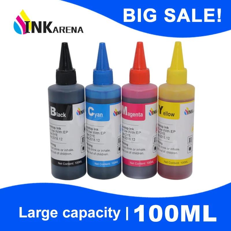 INKARENA 100ml Printer Dye Ink Refill Kit for HP 364 655 953 903 920 711 950 951 932 933 XL Cartridge Ciss Ink Tank|Ink Refill Kits| -