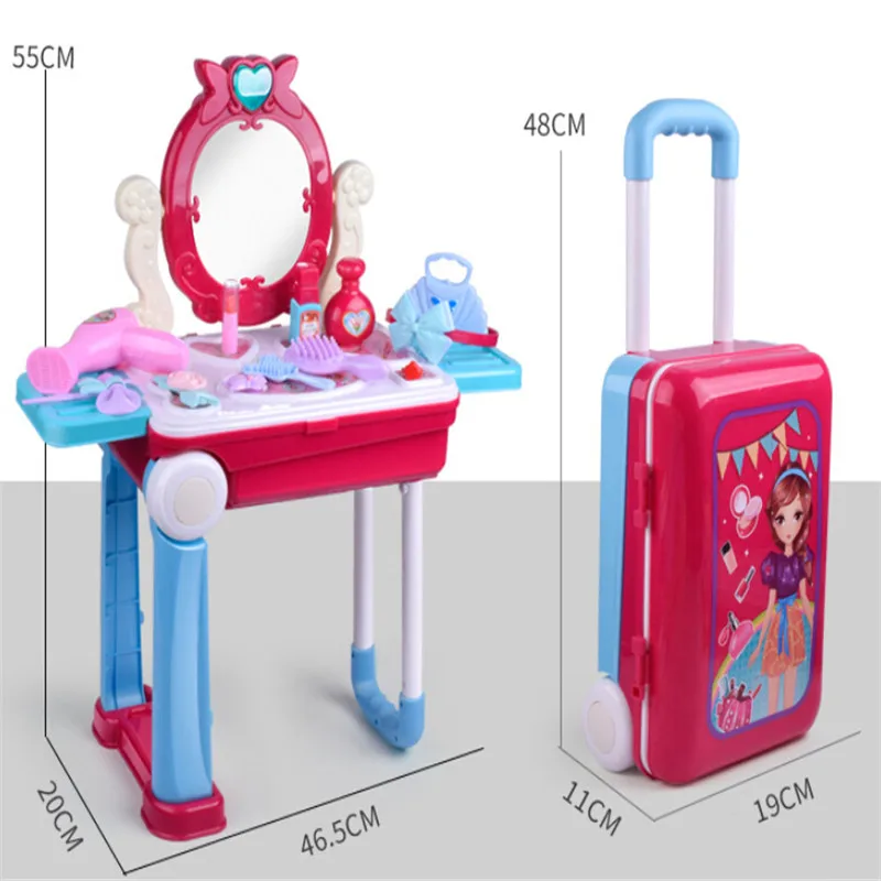 Make Up Toy Чехол на колесиках для детей ясельного возраста, чехол для костюма, ролевая игрушка, кухонный макияж, доктор, ящик для хранения инструментов, набор для ролевых игр, багажная игрушка, рождественские подарки - Цвет: Make Up Toy