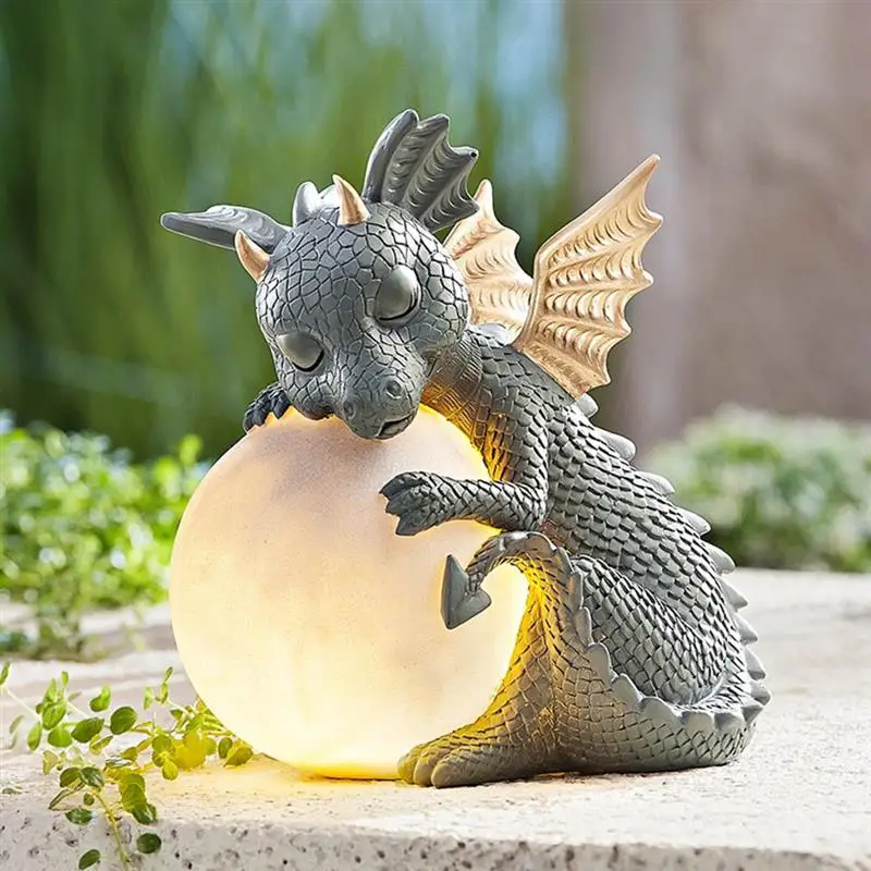 Baby Dragon Garden Sculpture Decoration Adorable Yoga Dragon Resin Statue Home Outdoor