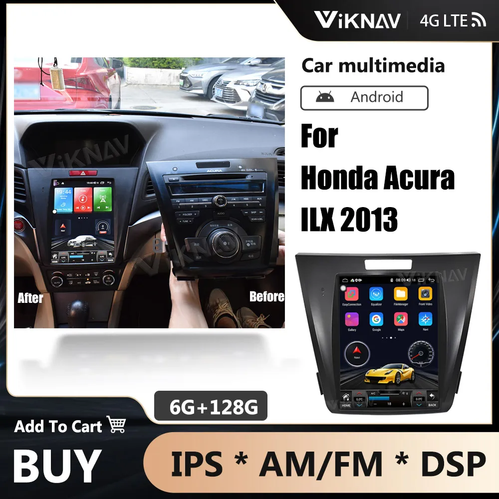 Автомобильный радиоприемник на Android с вертикальным экраном 12 3 дюйма для Honda Acura ILX