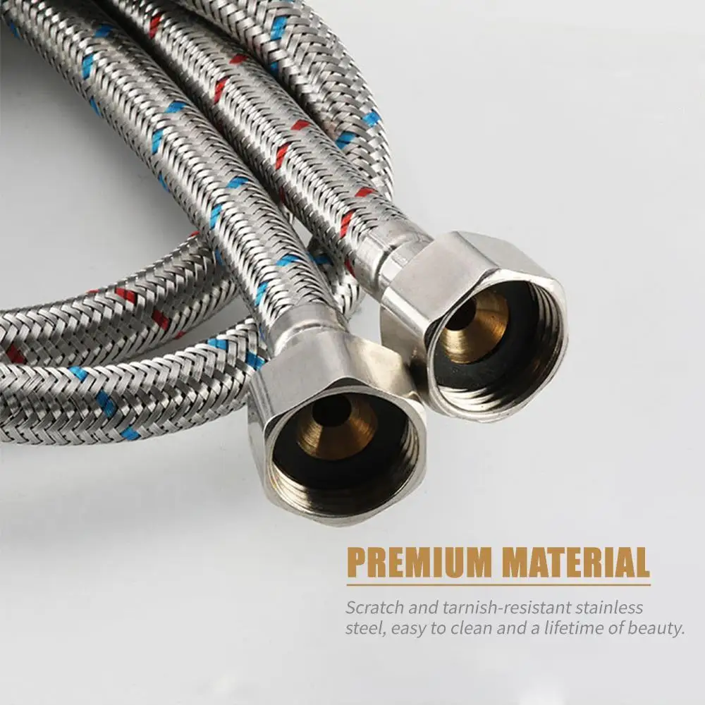 

Sink Faucets Hoses Water Tap Inlet Hose Stainless Steel Wire Lengthened Long Soft Connection Fittings Faucet Hot and Cold Hoses