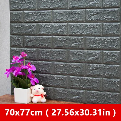 70x77 см DIY 3D Наклейка на стену s самоклеющаяся пена кирпич декор комнаты обои настенный Декор Гостиная Наклейка на стену для детской комнаты - Цвет: Gray-black