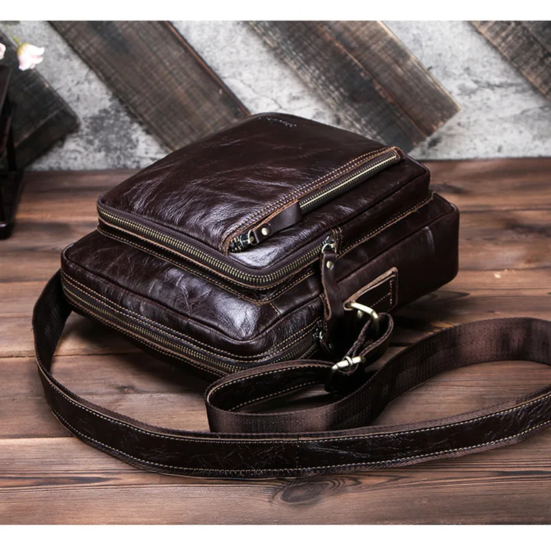 

High Quality Mini Messenger Bags Men Shoulder Fashion Man Small 100% Real Leather Crossbody Bag Business Brand Bag For Ipad Air