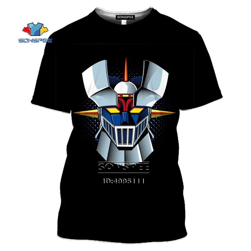 Футболка Mazinger Z Мужская/женская с 3D принтом Повседневная рубашка круглым вырезом