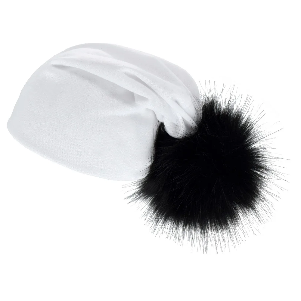 Детские зимние шапки для мальчиков и девочек, детская шапка Skullies Beanie с большими помпонами, однотонная хлопковая шапка s, детская шапка с помпоном, шапочки, Лыжная шапка