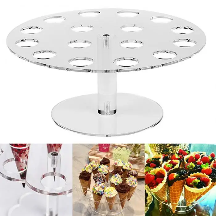 

Newly Acrylic Ice Cream Stand Cake Cone Stand Holder 6/16 Cones Wedding Buffet Display XSD88