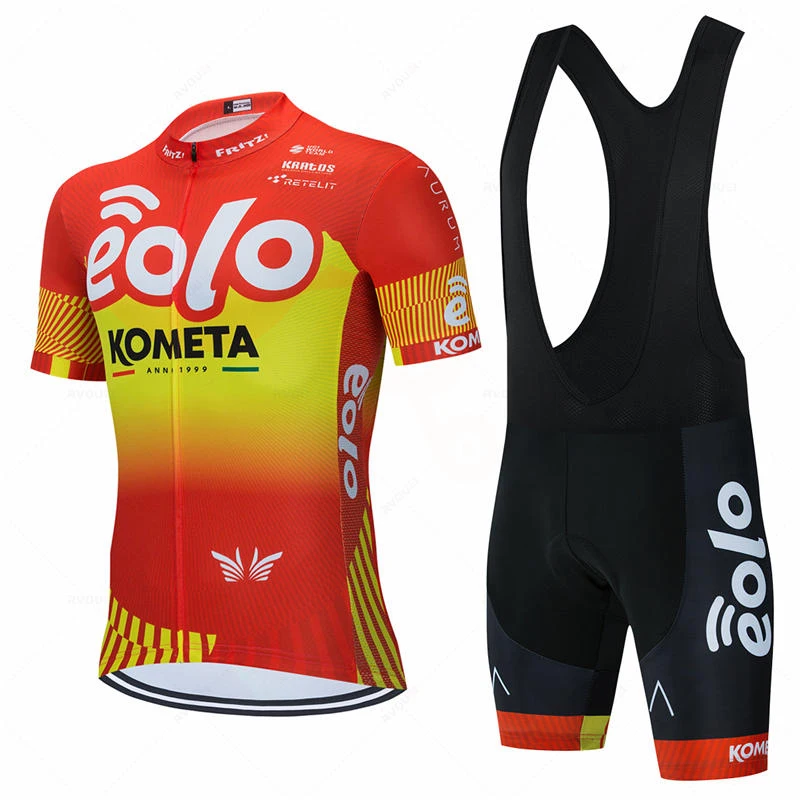 New Eolo Kometa Team Cycling Set Man Bike Jersey Short Sleeve