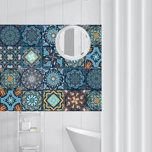 Мандала самоклеющиеся арабские наклейки на стену пергаментная водонепроницаемый Имитация Плитки для кухни украшения ванной стены искусства