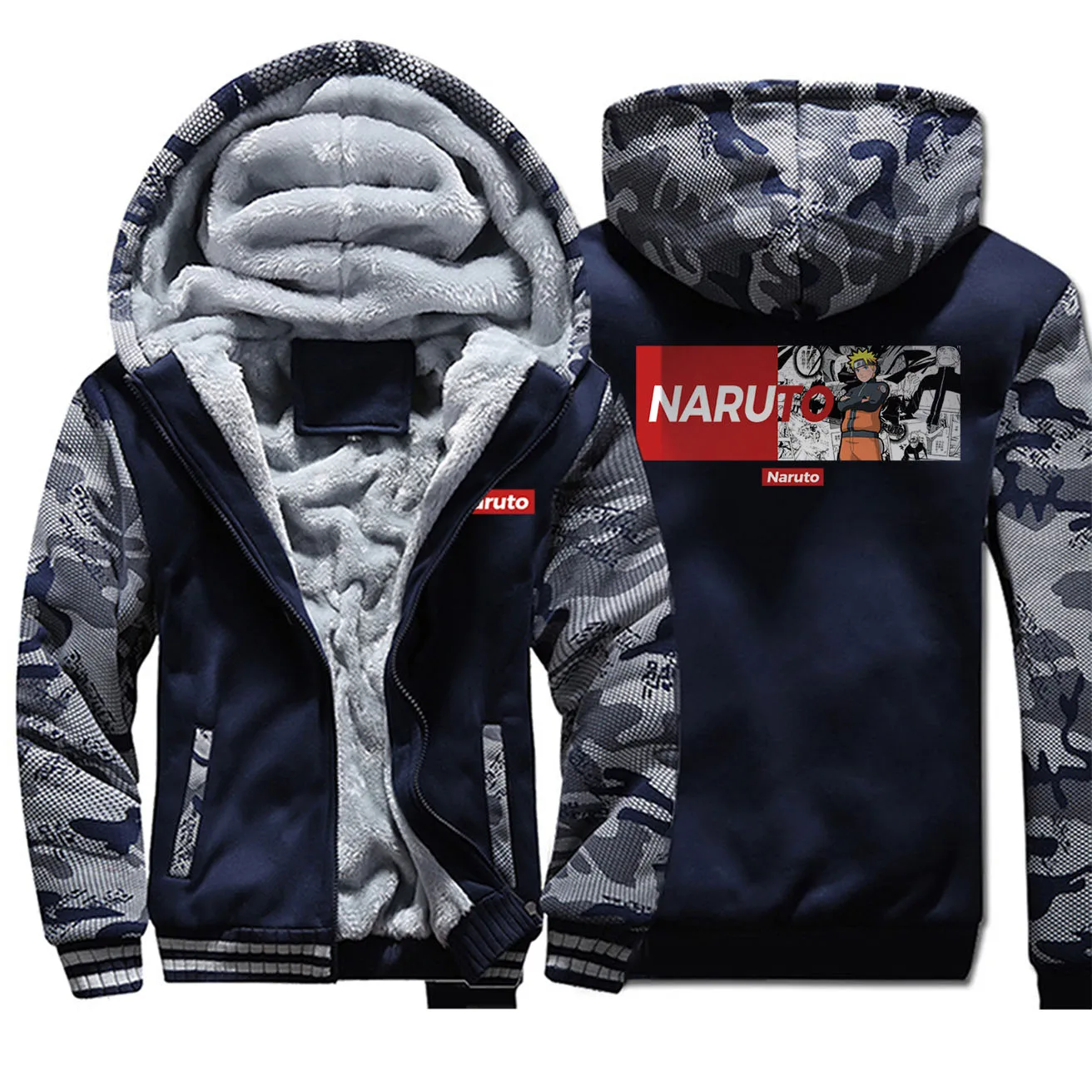 Men Jackets 2020 Thick Winter Fahison Streetwear Jacket New Hoodies Cartoon Naruto Hooded Sweatshirts Men Anime Print Tracksuits
