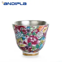 999 чистый серебряный чайный набор кунг-фу, керамическая чайная чашка, маленькая чайная чаша, чайная церемония, мастер чашка, китайская креативная чайная посуда, посуда для напитков, ремесла