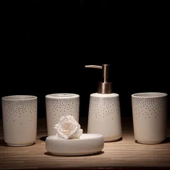

Five-pieces Ceramic Bathroom Accessories Set Home Decoration Toothbrush Holder Kit Bathroom Kit