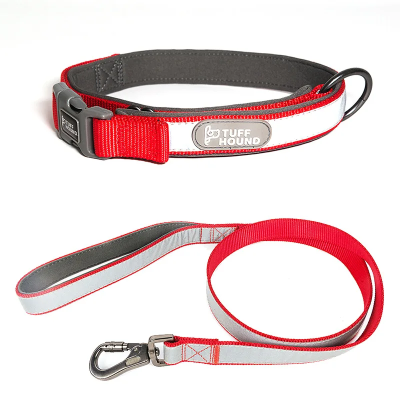 Dog Supply Super durable and high strength Collor and Leash set High Light Reflective Collar Adjustabel High Night Visiable